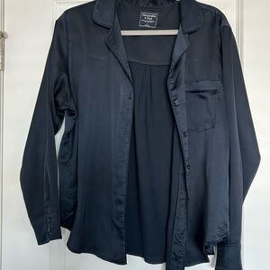 Women’s navy blue satin shirt